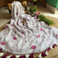 Pure mul cotton saree with cute prints and silver zari stripes