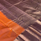 Beautiful premium rust orange semi silk saree with copper zari border