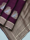 Soft viscous silk saree with jaguar motifs