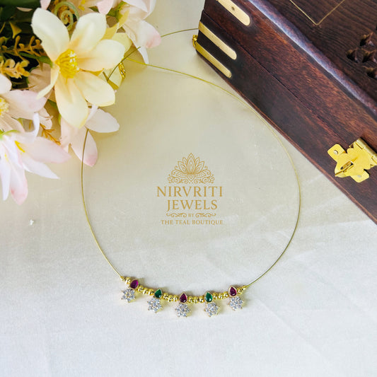 Invisible AD flower chain with red/green stones