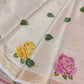 Premium Tissue Striped Saree with Rose Embroidery