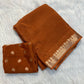 Premium viscous crushed chinon silk with lurex zari lines - 2