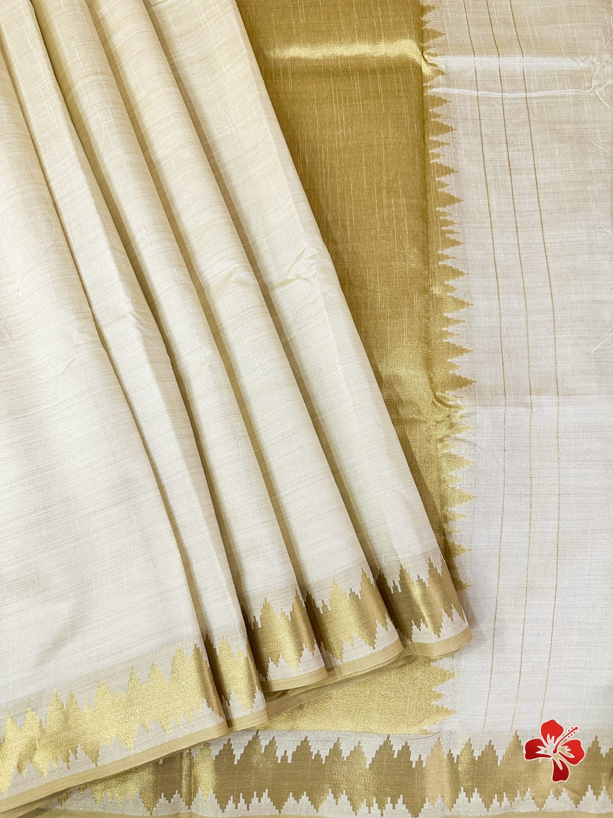 Semi tussar silk with zari border - ecg