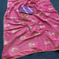Premium Pure viscous dola silk saree with contrast blouse