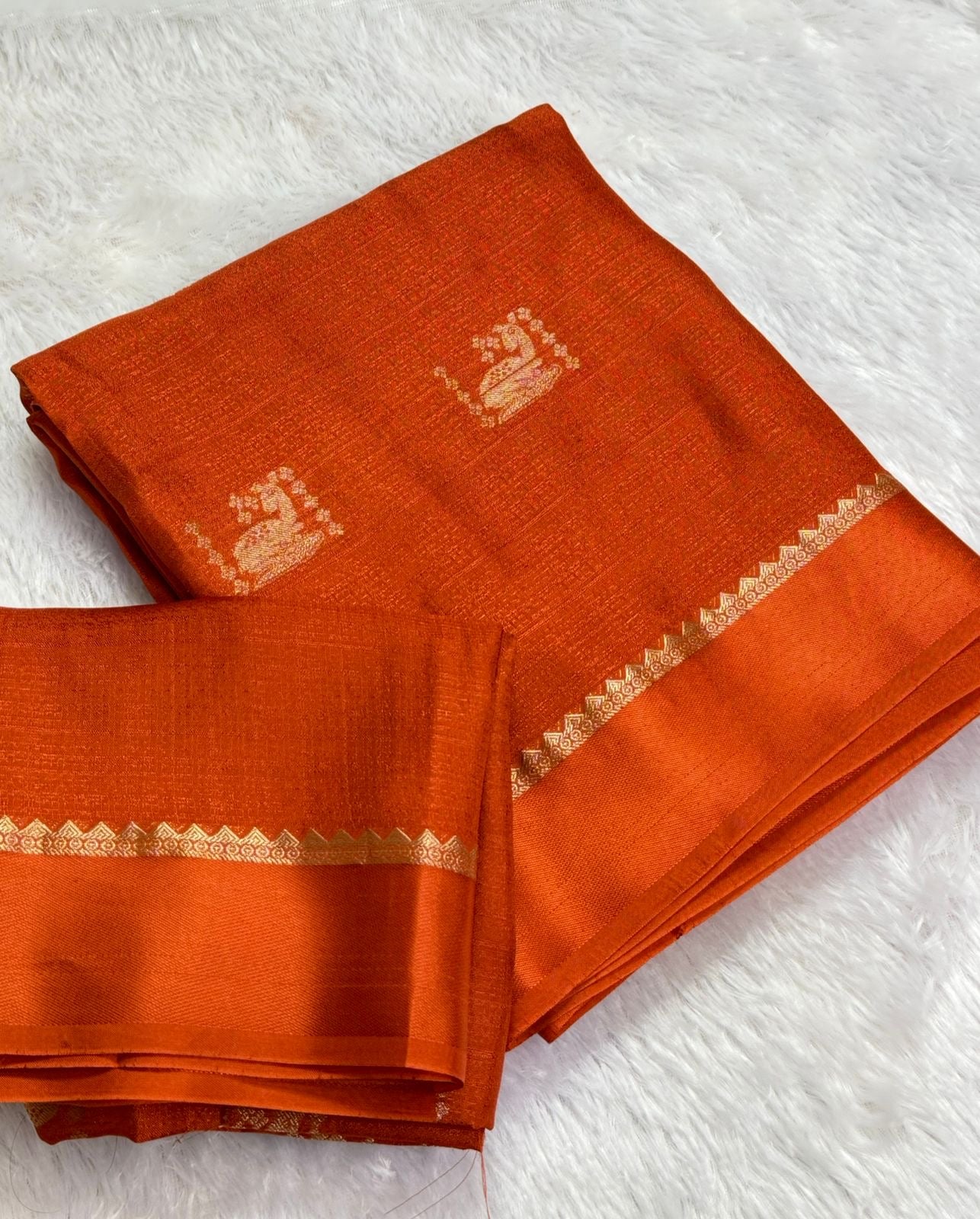 Beautiful khadi viscous silk - deer design