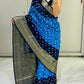 Semi dola silk with bandhini prints
