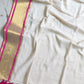 Pure authentic mul cotton saree with pink border