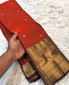 Beautiful premium rust orange semi silk saree