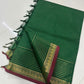 Beautiful black pure kanchi cotton vairaoosi saree with zari stripes and small mango border
