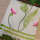 Pure mul cotton handpainted saree - globe amaranth