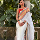 Soft mul cotton saree with beautiful red and black zari stripes border