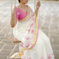 Premium Kerala cotton saree with beautiful pink floral digital prints (Prebooking 15 days)