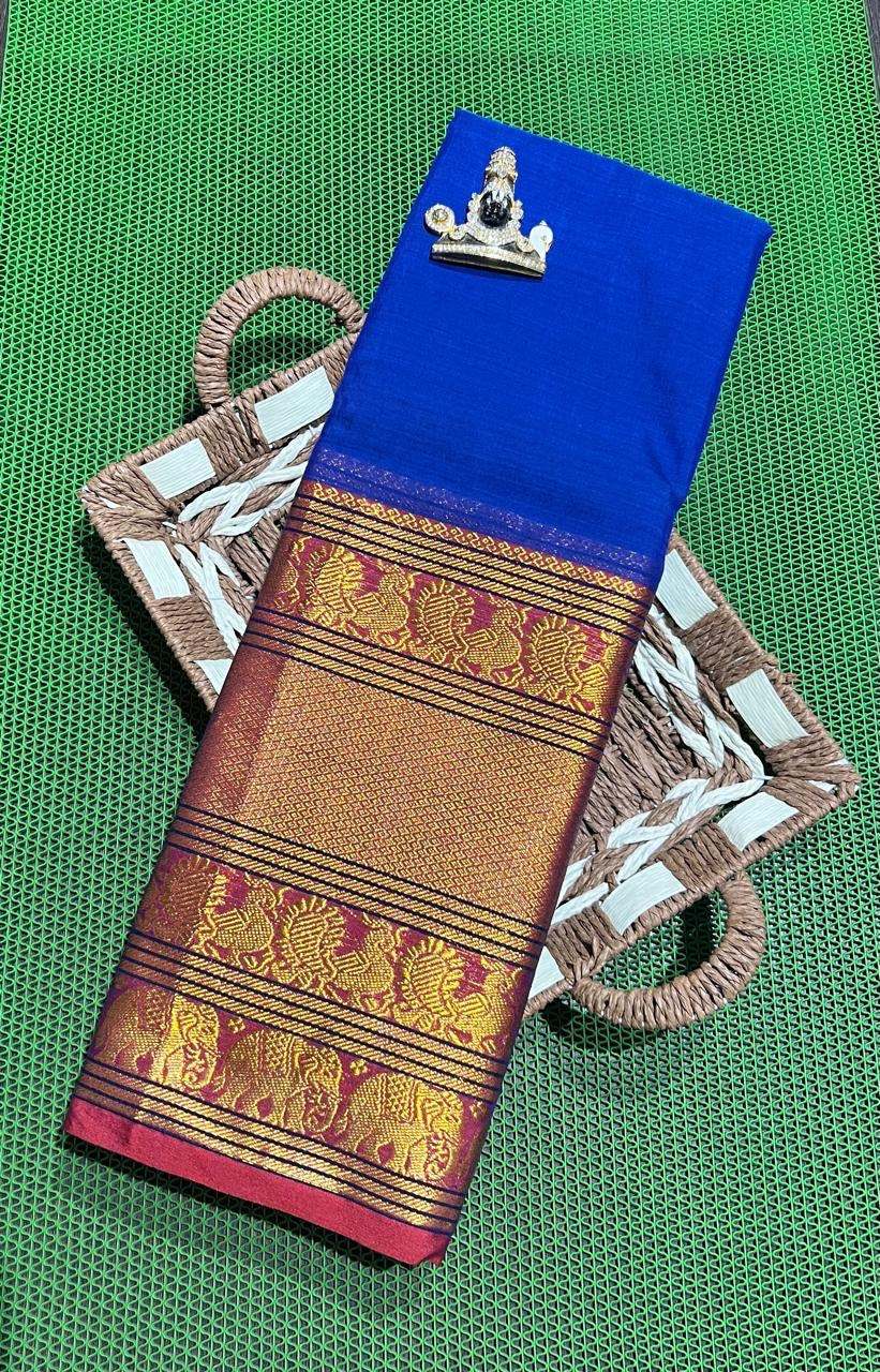 Aranya handwoven big border Narayanpet cotton sarees