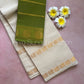 Pure plain sungudi cotton saree with double peacock border - white