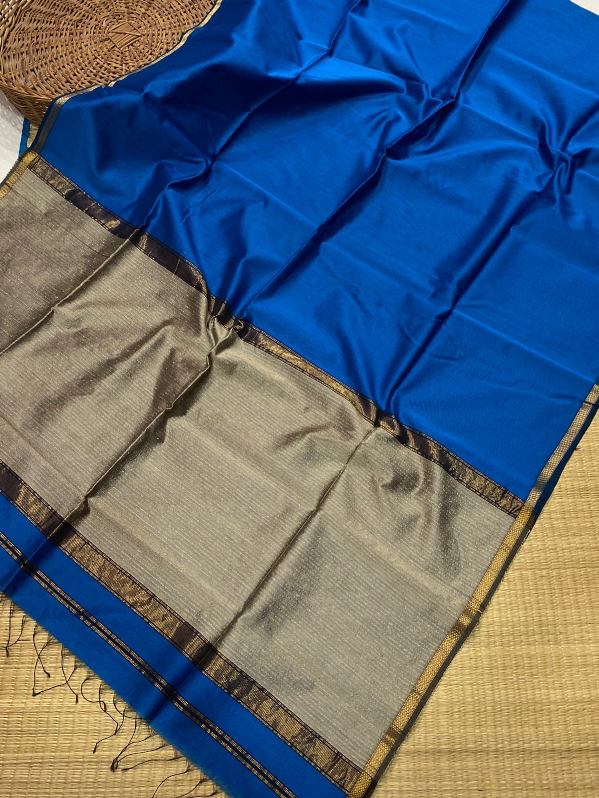 Pure Maheshwari Silk cotton with small border