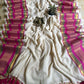 Pure authentic mul cotton saree with pink zari border