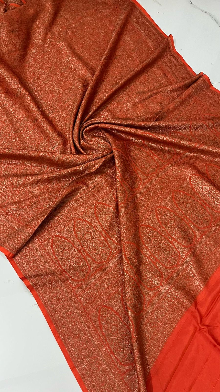 Pure khaddi handloom crepe chiffon antique brocade saree