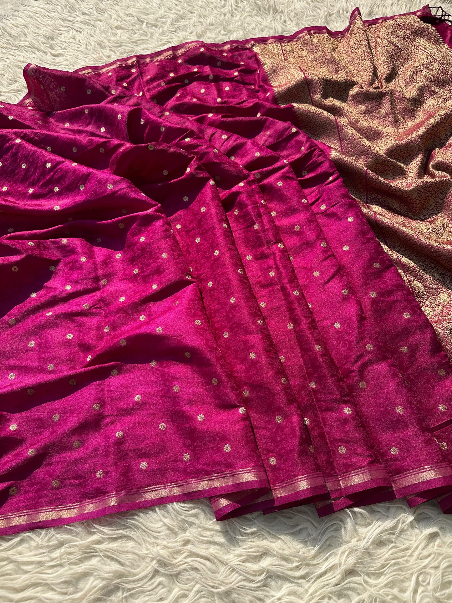 Banarasi semi katan silk with buttas