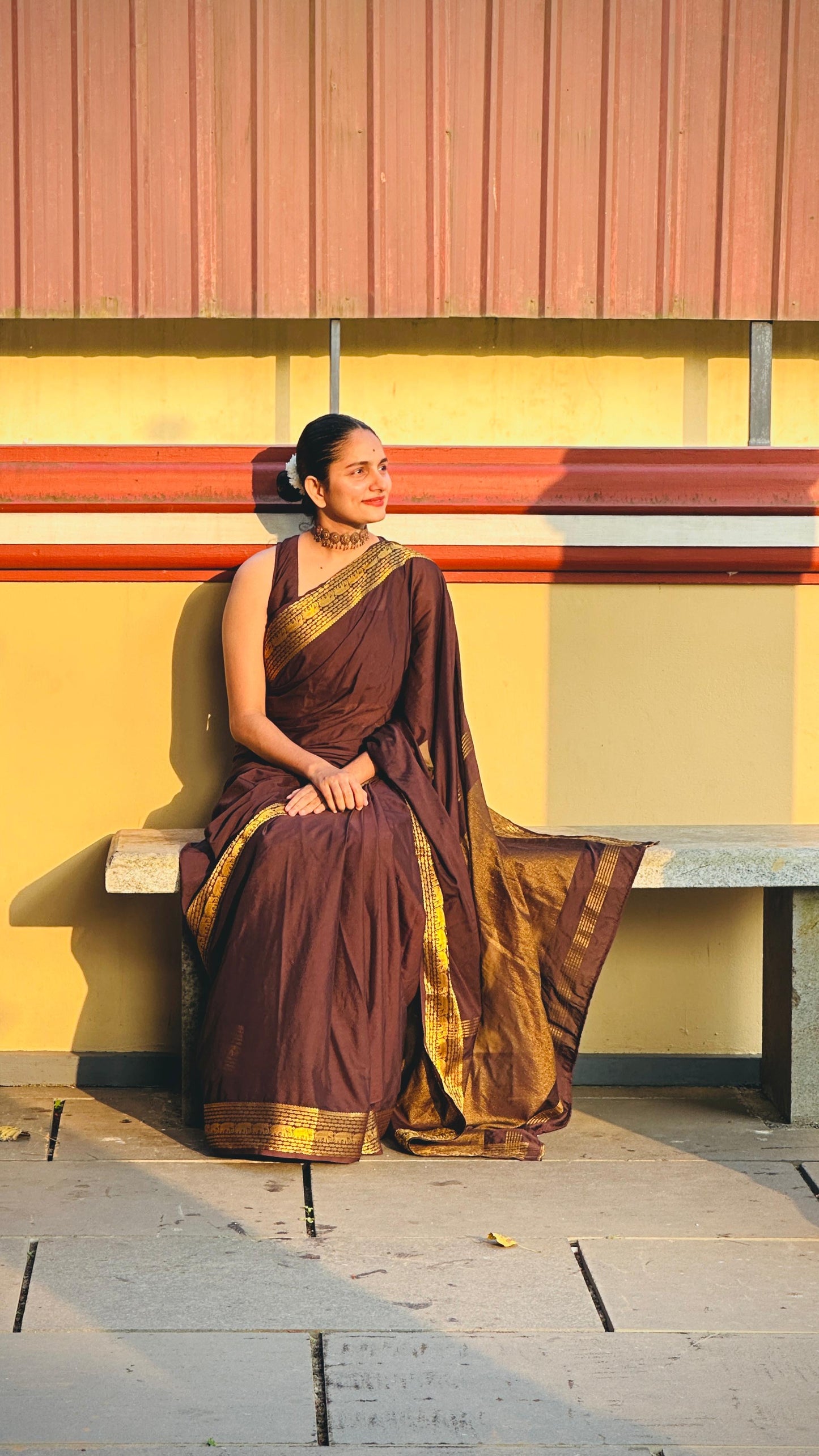 Beautiful semi Mysore silk saree with elephant weaving border