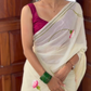 Pure mul cotton handpainted saree - globe amaranth