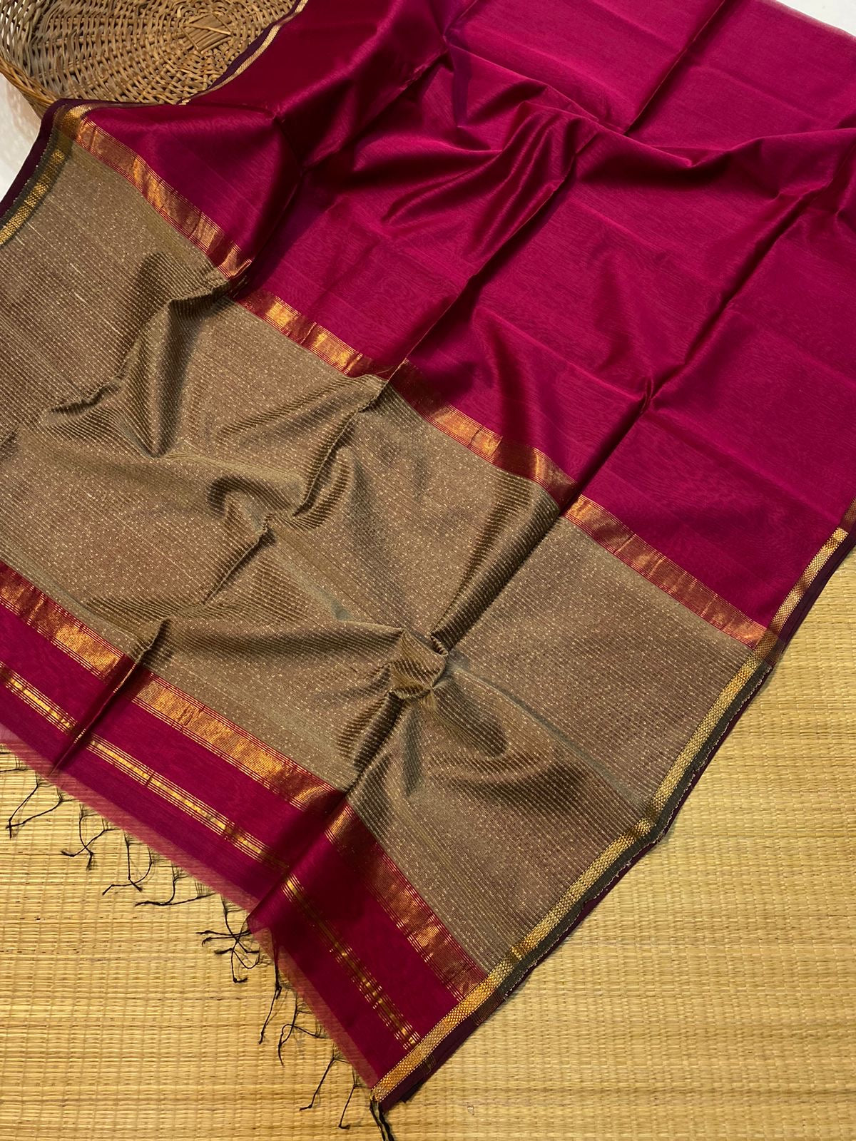 Pure Maheshwari Silk cotton with small border
