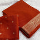 Premium viscous crushed chinon silk with lurex zari lines