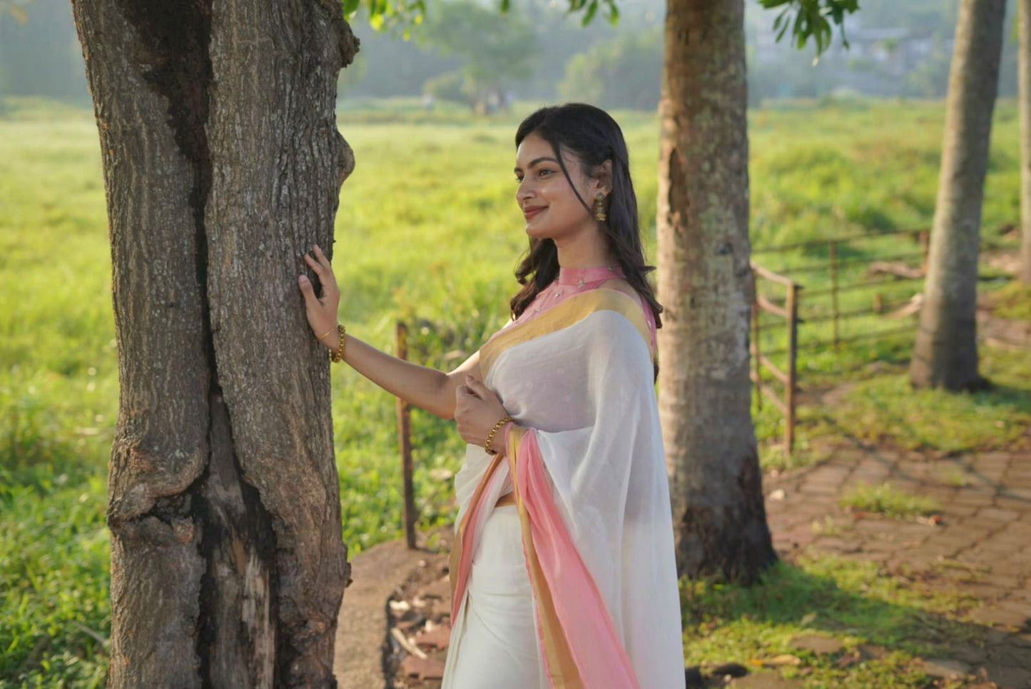 Soft Mul Cotton saree - Pink