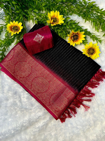 Beautiful dola silk saree with lurex linings