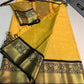 Beautiful semi katan Banarasi silk saree with contrast border