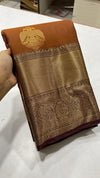 Beautiful vintage rust orange silk saree with contrast border and blouse