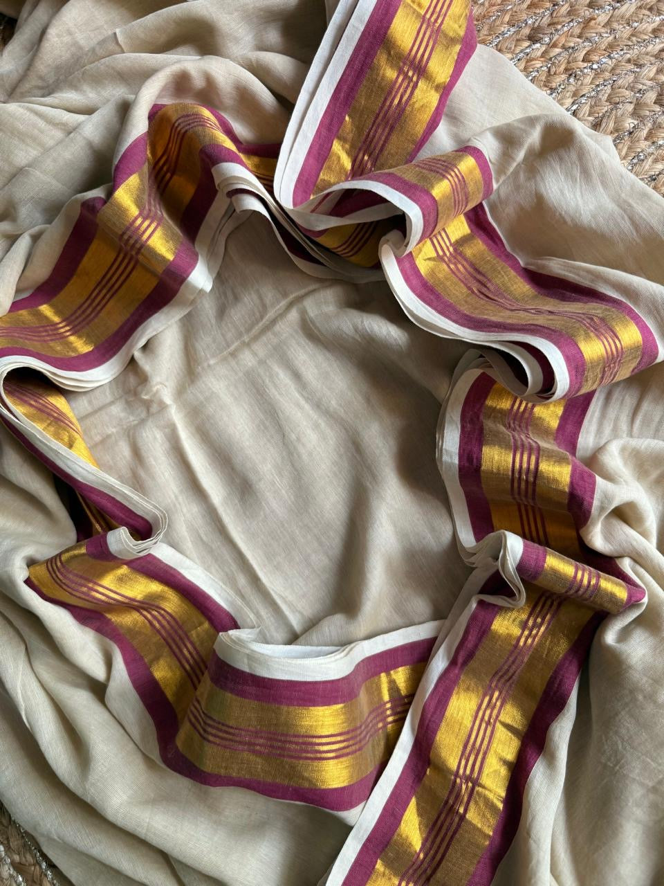 Soft Mul cotton saree - Wine
