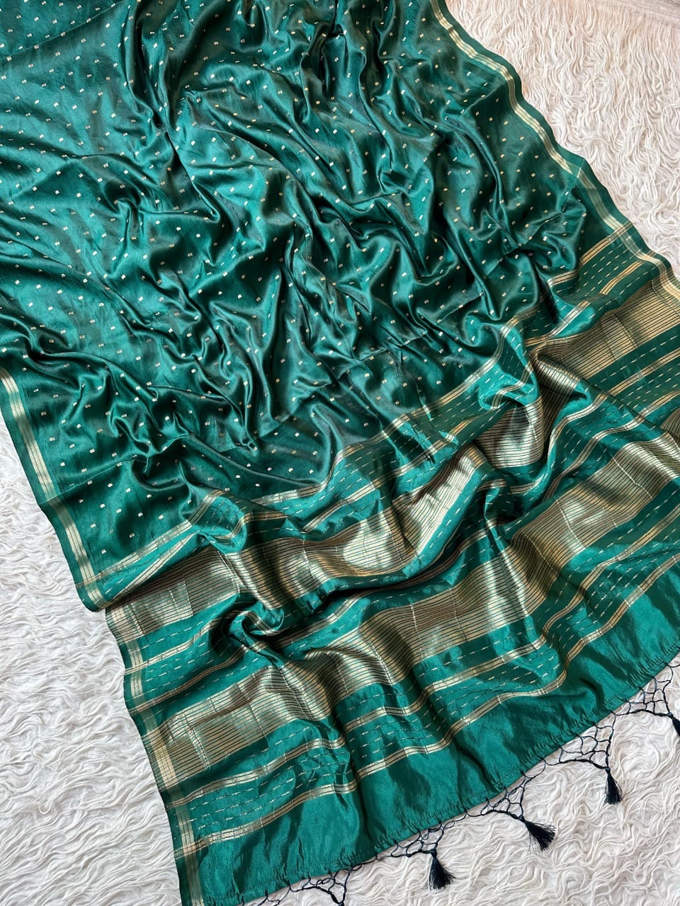 Banarasi semi katan silk with buttas