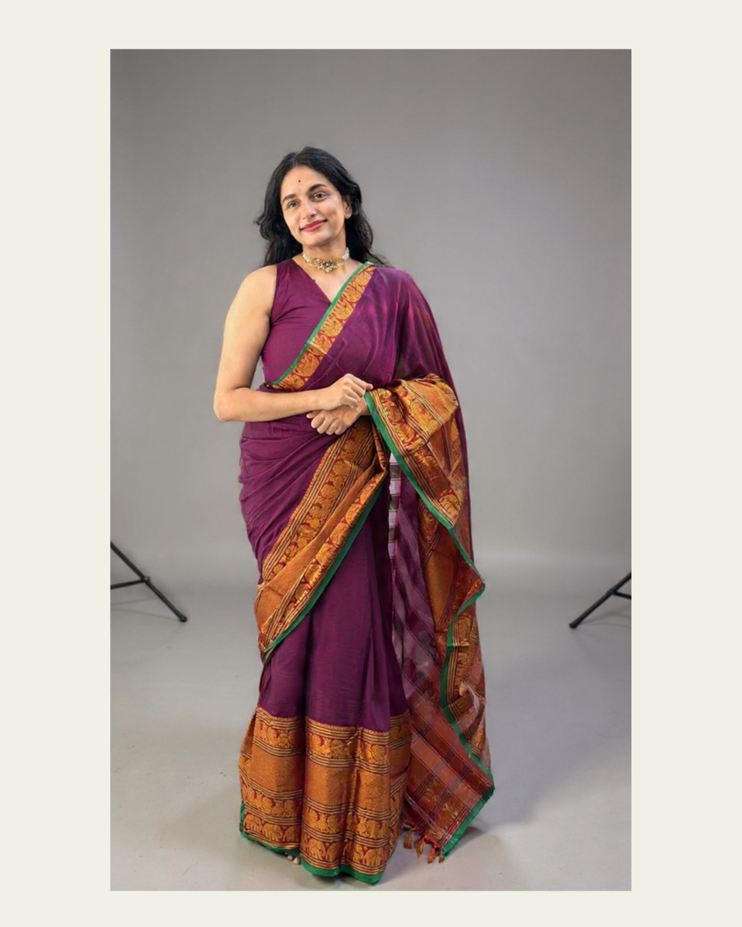Aranya handwoven big border Narayanpet cotton sarees