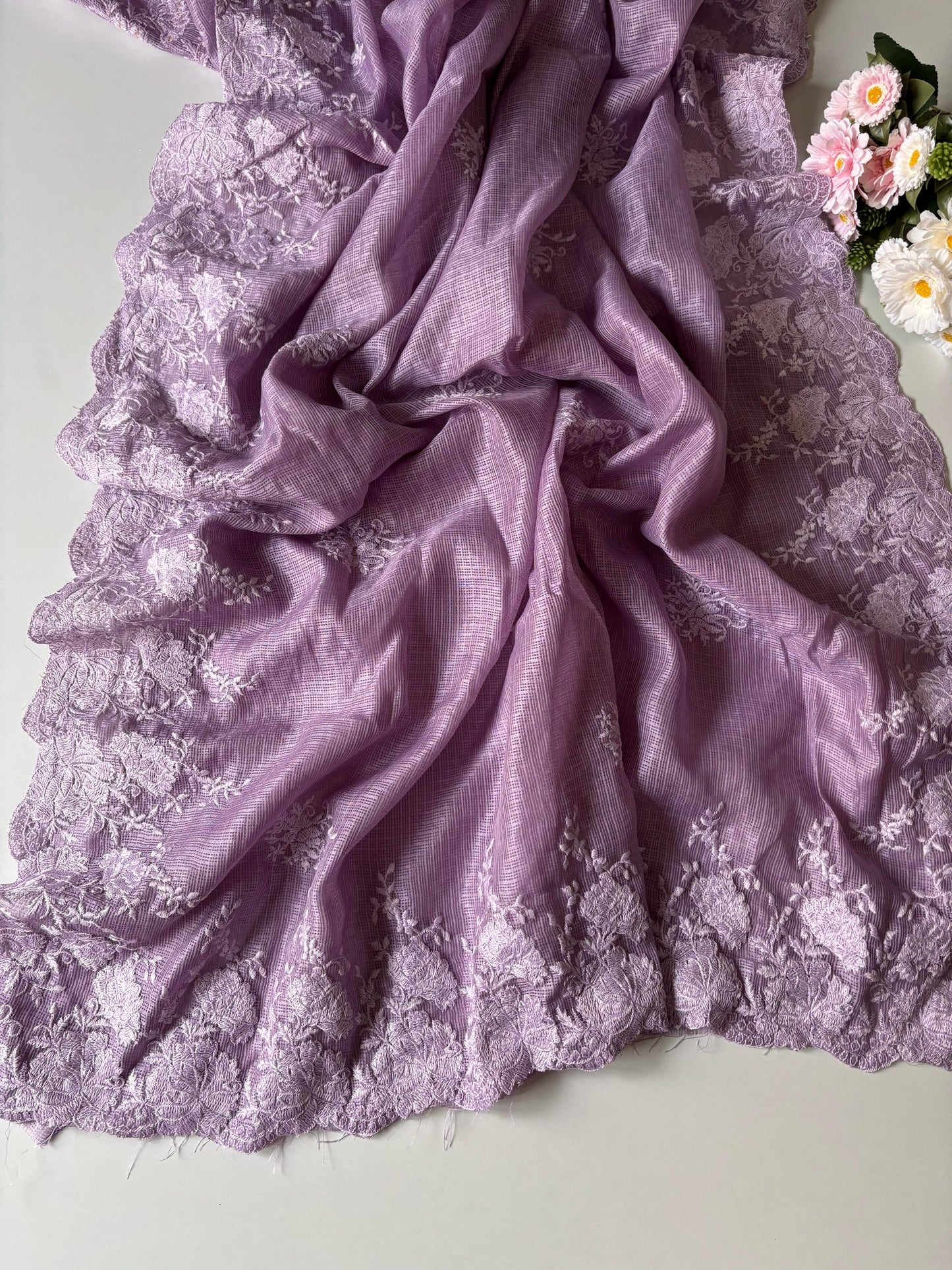 Premium Kota checks saree with embroidery