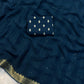 Soft viscous crushed chinon saree with blouse piece