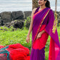 Pure mul cotton saree half pink purple