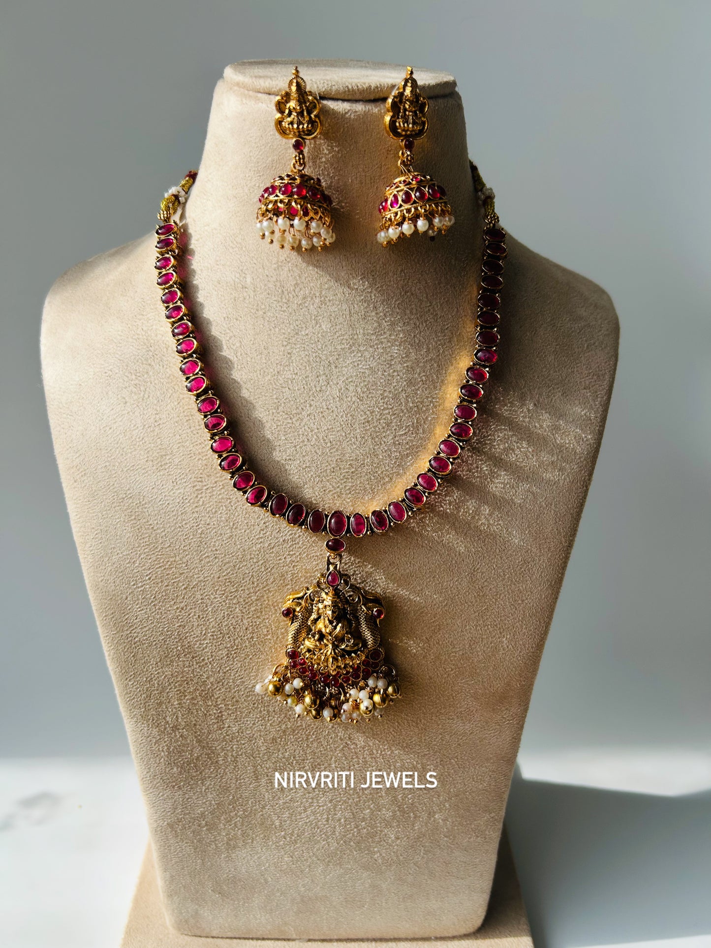 Lakshmi pendant Ruby kemp necklace!