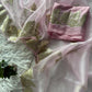 Beautiful semi organza saree with gold zari pitta work border and scalloped edges