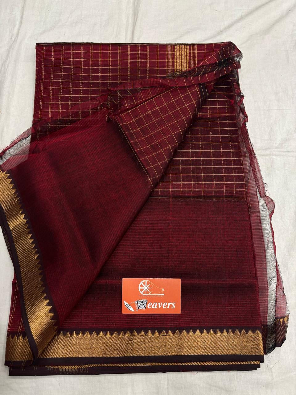 Beautiful Mangalagiri Silk cotton saree with zari checks
