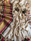 Pure authentic mul cotton saree with zari lines border - without blouse