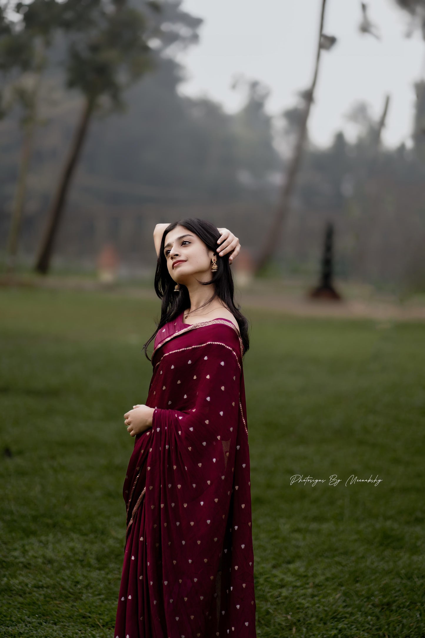 Soft viscous chinon silk saree