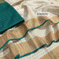 Pure linen checks saree with contrast blouse