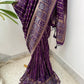 Banarasi semi Katan georgette saree with bandhini prints