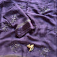 Viscous georgette saree with floral embroidery and satin border