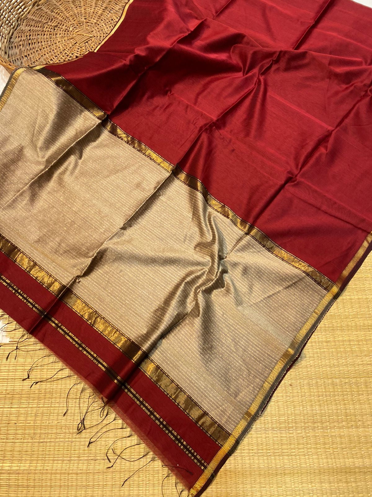 Pure Maheshwari Silk cotton with small border