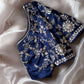 Organza handwork saree - Navy blue blouse (Prebooking)