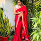 Premium munga silk saree with Banarasi weavings -Red