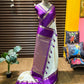 Beautiful semi kanjivaram soft silk woven saree - offwhite purple