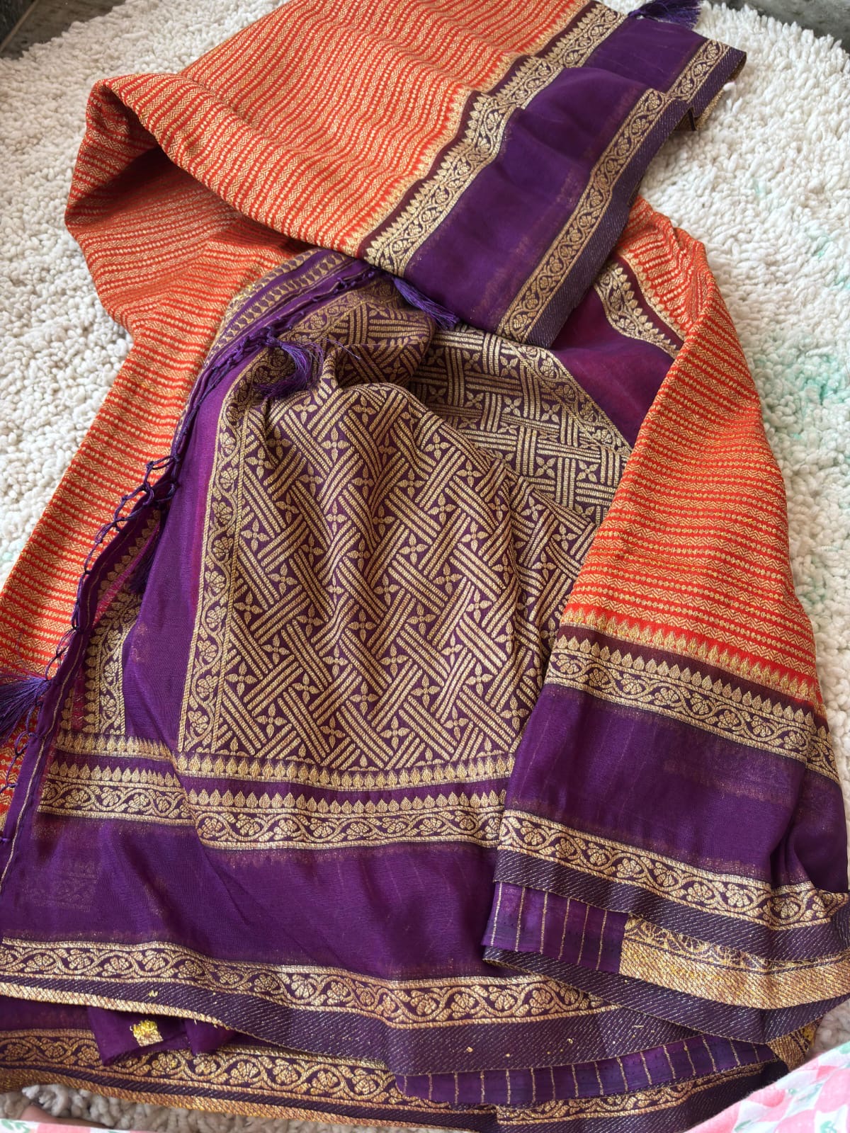 Beautiful khaddi georgette saree with intricate weavings!
