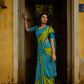 Moss bandhini printed saree with mirror work